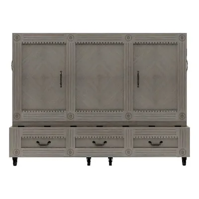 RoomAndLoft Imperial Queen Solid Wood Mobile Murphy Cabinet Bed In Gray • $1889.04