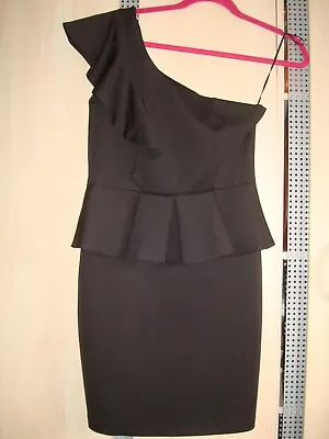 £4.99 • Buy Dorothy Perkins LUXE Black ONE SHOULDER PEPLUM DRESS 10