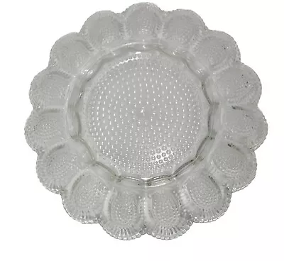 Indiana Glass Deviled Egg Plate Hobnail Thousand Eye Clear Platter Appetizer VTG • $11.99