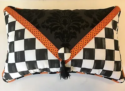 Black Damask Orange Envelope Pillow Mackenzie Childs Napkin • $72