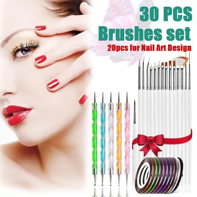 30pcs DIY Nail Art Painting Drawing Design Brushes Dotting Pen Tool Pen Kit AUS • $6.59