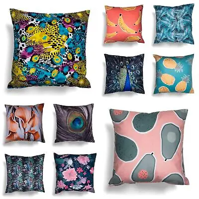 £8.95 • Buy Velvet Cushion Covers Funky Print Tropical Floral Design Cushions Cover 18 X 18 
