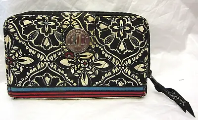 Vintage Vera Bradley Barcelona Pattern Turn Lock Wallet Black & White W/ Stripes • $15