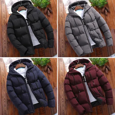 Men Winter Warm Duck Down Jacket Ski Snow Thick Hooded Puffer Coat Parka Quilted • $25.29