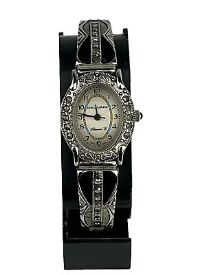 Vintage Dejuno Women's Art Deco Watch Silver Tone Gemmed New Battery Running • $19.95