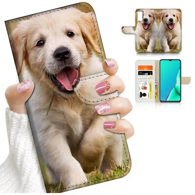 $13.99 • Buy ( For Oppo A57 / A57S ) Wallet Flip Case Cover AJ24366 Cute Puppy Dog