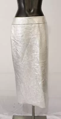 Zara Women's Metallic High Waisted Midi Pencil Skirt DD7 Silver Medium NWT • $53.99