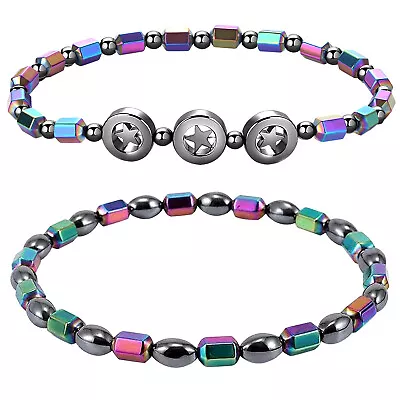 2pcs Magnetic Healing Therapy Bracelet Arthritis Hematite Pain Relief Anklet • $10.89