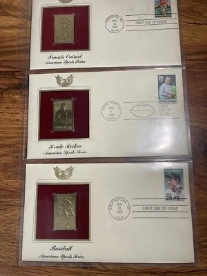 $10 • Buy FDC 1988 22KT GOLD REPLICA, FRANCIS OUIMET Rockne Gehrig AMERICAN SPORTS Series