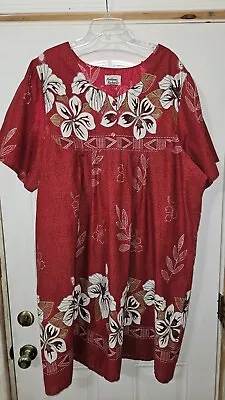 Anthony Richards House Dress Duster Red/ White Hawaiian Floral MuMu SZ 3X Or 4X? • $11.91