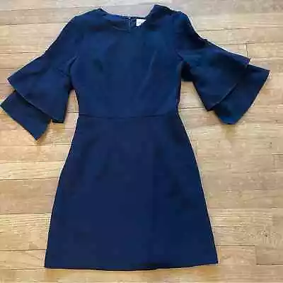 Eliza J Knee Length Navy Blue 3/4 Bell Sleeve A-line Dress B18 • $29