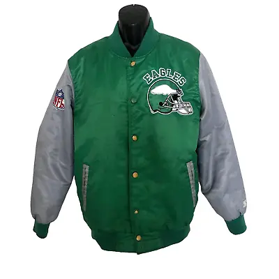 Vtg Philadelphia Eagles Satin Starter Jacket Size Med Green Silver Bomber READ • $131.25