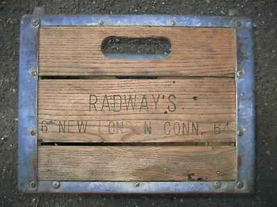 Vintage  Radway's Dairy  6 New London Conn. 64 Wood & Metal Delivery Crate • $65