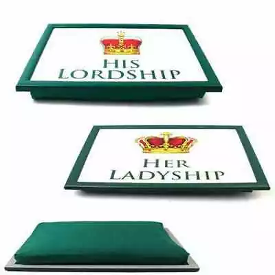 His Lordship Her Ladyship Cushioned Bean Bag Laptray TV Bed Serving Tray • £10.99