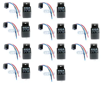 $24.25 • Buy (10 Pair) Relay & Harness 30/40 Amp Spdt 12v Bosch Style + 100% Copper Wires