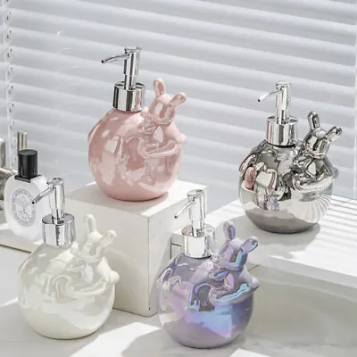 Ceramic Liquid Soap Dispenser Rabbit Shape Creative Kids Bathroom Shampoo Holder • $39.47