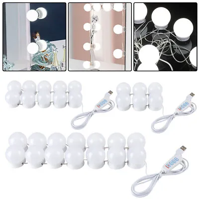 LED Vanity Lights For Mirror Hollywood Style Make Up Mirror 6-14 Dimmable Bulbs • £11.19