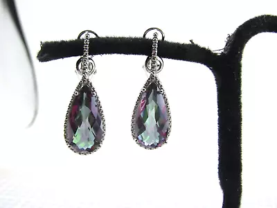 1.25  MYSTIC TOPAZ 1  TEARDROP SHAPED EARRINGS Sterling Silver 925 EB13 • $33.92