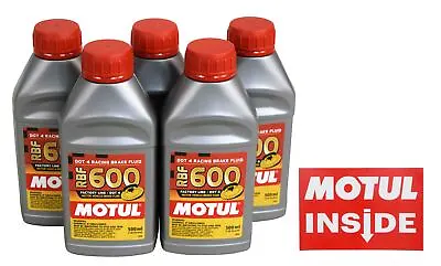 $87.99 • Buy Motul 100949 600 Dot-4 100% Syn Racing Brake Fluid 500ml 5 Pack W Motul Sticker
