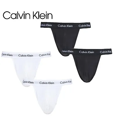Calvin Klein Jock Strap Briefs Men's Cotton Stretch In Black And White - 2 Pack • £28.99