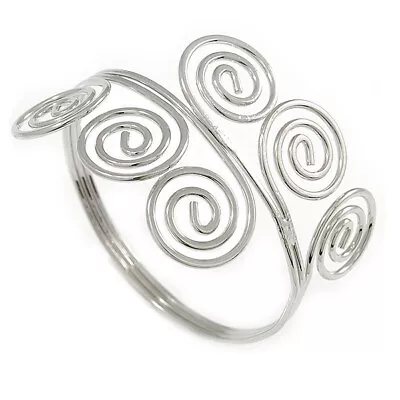 Twirl Polished Upper Arm Armlet Bracelet In Silver Tone - Adjustable • £15.90