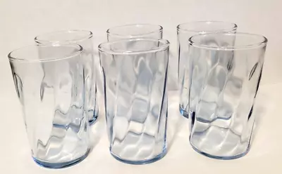 6 Vintage Pale Blue Paneled Juice Glasses 4  Tall • $27