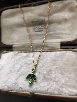 £22.90 • Buy Vintage Jewellery Peridot & Emerald Green Marquise Crystal Gold Pendant Necklace