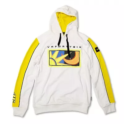 Official Valentino Rossi VR46 Sun And Moon White Hoodie Fleece -  VRMFL 51806 • £59.99