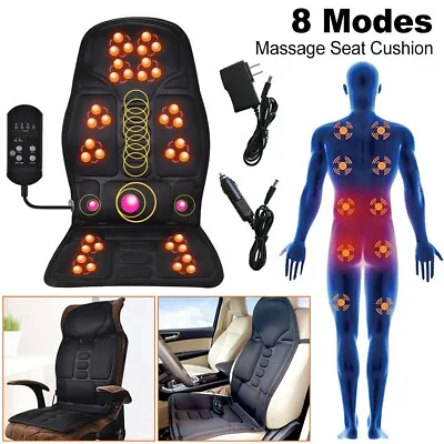 8 Mode Massage Seat Cushion With Heated Back Neck Massager Chair For Car Office • $36.99