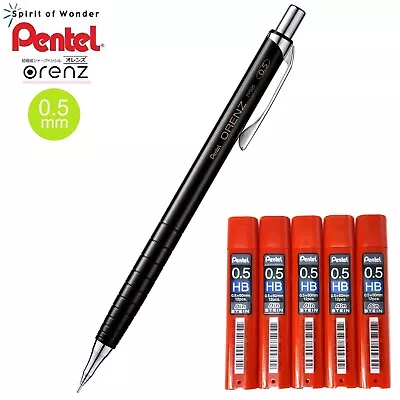 Pentel Orenz 0.5mm Mechanical Pencil XPP505-AX (Black) + 0.5mm HB 60 Refills • $11.99