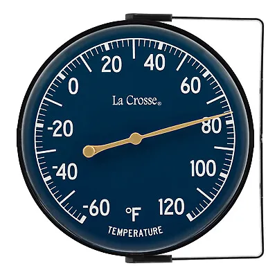 104-1512E La Crosse 5.5  Indoor/Outdoor Dial Thermometer With Bracket Navy Blue • $12.95