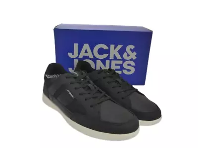 £29.99 • Buy Jack & Jones Byson Mesh Black Lace Up PU Trainers Comfort Shoes Casual Mens Sz 7