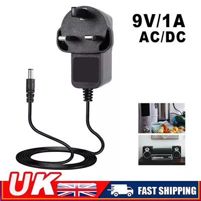 DC 9V 1A Mains Power Supply Adapter Charger UK Plug AC 100-240V 50-60Hz Black • £5.79