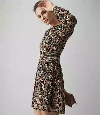 Reiss Martina Black Multicoloured Spotty Polka Dot Mini Dress - UK 8 • $31.08