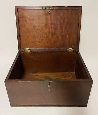 Antique Victorian Mahogany Storage Document Box Military With Key • $215.80