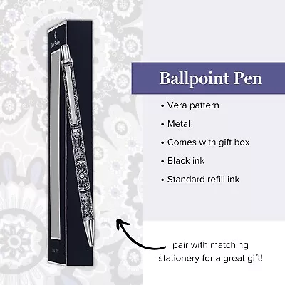 Vera Bradley Black Ink Ballpoint Pen With Gift Box - Bandana Medallion • $18.99