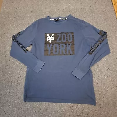 Zoo York Shirt Mens XLARGE Blue Long Sleeve Casual Cotton TShirt Crew Size XL • £8.76