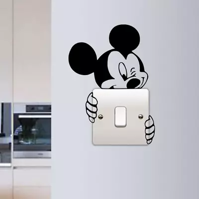 Mickey Mouse Light Switch Sticker Vinyl Decal Funny Wall Sticker Kids Room DIY • £5.15