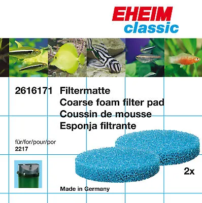 EHEIM 2pc COARSE FILTER PAD BLUE For 2217 CLASSIC • £19.92