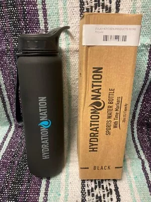 Hydration Nation 32oz Leakproof Water Bottle With Time Marker & Straw • $8