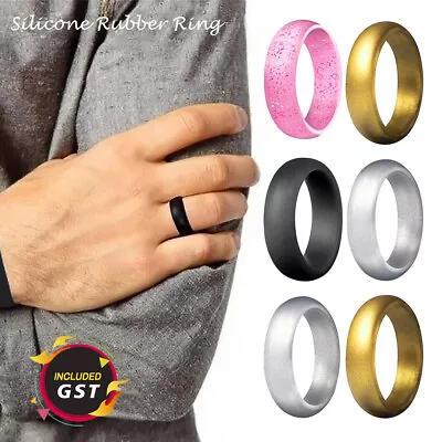 Men Women Silicone Wedding Ring Rubber Band Casual Sport Gym Gift Sports 1pc AU • $5.94