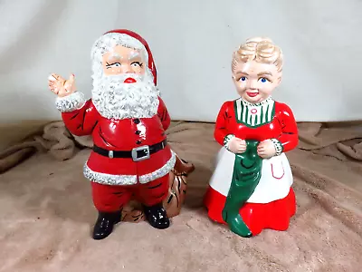 Vtg Christmas Santa & Mrs Claus Ceramic Duncan Mold 10.5” Dated 1973 - WELL DONE • $29.99