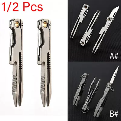 1/2PS EDC Titanium Alloy Multi Tool Tweezers Opener Pocket Outdoor Folding Knife • $15.18