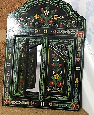 Vintage Moroccan Style  Mirror Floral Hand Painted With Little Doors • £57.98