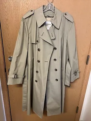 Men's LONDON FOG 38 Short TRENCH COAT Zip-Out Lining Off-The-Rack Lt Green NICE! • $69