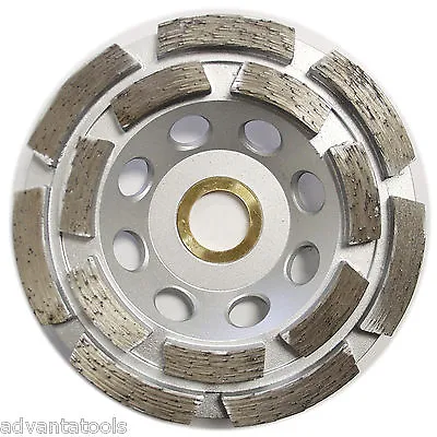 4” Premium Double Row Diamond Cup Wheel For Concrete Stone Grinding 7/8”-5/8     • $26