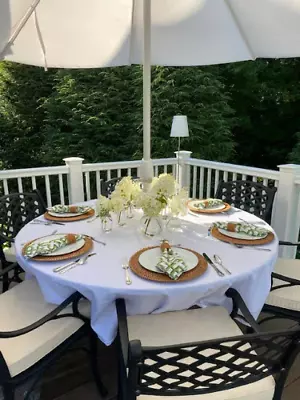 Outdoor Tablecloth With Umbrella Hole All Sizes 74 Colors • $57.95