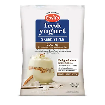 EasiYo Greek Yogurt Base W/Coconut Pieces 240g • £3.39