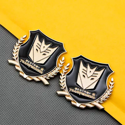 2Pcs Golden Metal Fender Transformers Decepticon Badge Rear Trunk Car SUV Emblem • $8.99