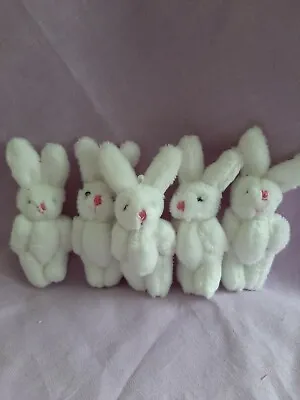 5 X Miniature Handstitched Pure White Soft Bunnies approx 7 - 8cm.for Crafting. • £8.99